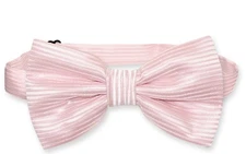Vesuvio Napoli BOWTie Pink Color Woven Horizontal Striped Design Mens Bow Tie
