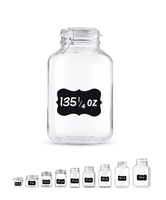 Glass Fido Jars - 135.¼ Ounce - 4 Liter, with hinged hermetically Sealed Airt...