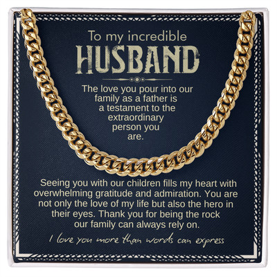 To My Husband Cuban Link Necklace heartfelt anniversary birthday gift for him