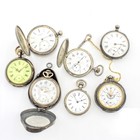 Vintage Coin Silver Fancy Dial 40mm-50mm Case Pocket Watches Lot of 7 #WB5451-4 — photo 1