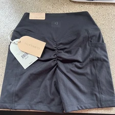 NWT~ Blogilates sz S Black Crisscross Scrunch Bike Shorts Ruched Booty Gym P33