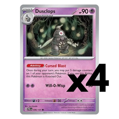 4x Dusclops  - 036/131 - SV: Prismatic Evolutions Pokemon Playset x4
