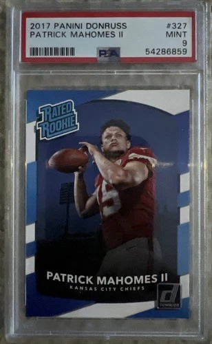 2017 Panini Donruss Rated Rookie Patrick Mahomes II #327 (RC) PSA 9