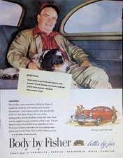 Original 1947 Pontiac Ad: Body by Fisher Torpedo Sedan Hunt Dog Pointer Bird GM