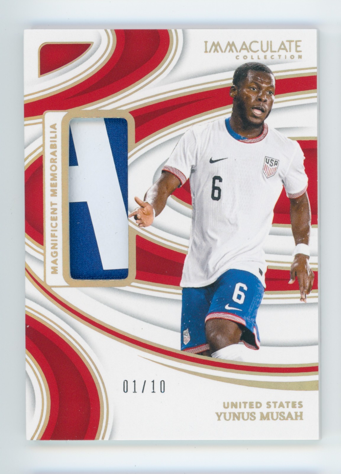 2024-25 Yunus Musah Panini Immaculate Gold USMNT Letter Jersey Patch Card 1/10