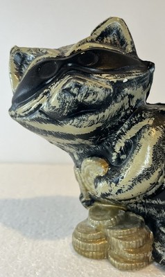 Masked Racoon Stealing Gold Coins Chalk Planter Small Cute Small Chip