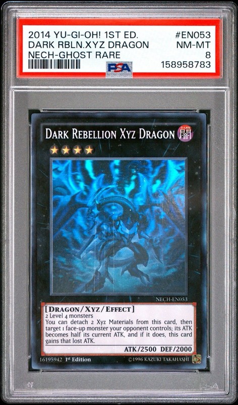 2014 Yu-Gi-Oh! Dark Rebellion XYZ Dragon Ghost Rare 1st Edition NECH-EN053 PSA 8