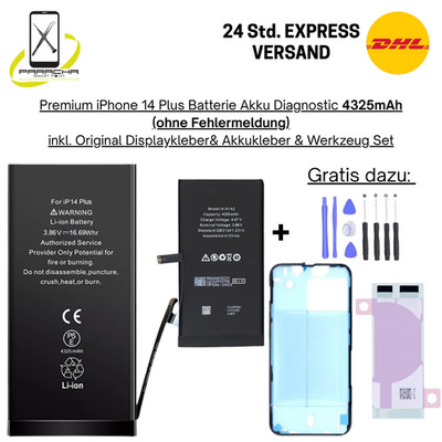 Für iPhone 14 Plus Batterie Akku Premium Diagnostik Battery Accu 4325mAh+Zubehör