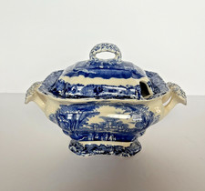 Vintage Mason's Vista blue transferware sauce/gravy  covered tureen made England