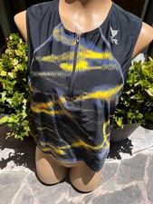 TYR Black Print Sleeveless Cycling Tank Jersey 1/2 Zipper - Women's Sz M