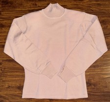 Vintage Ann Taylor 100% Merino Wool Mock Neck Sweater Pink Blush Women’s Sz S