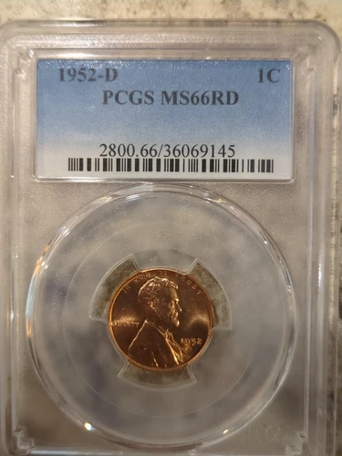 1952-D  RED PCGS MS-66   Red  Lincoln BU   coin uncirculated cent