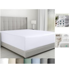 Crisp White Fitted Sheet - 600 Thread Count Soft Cotton, OEKO-TEX Certified