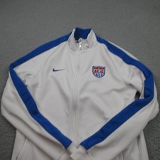 NikeJacket Mens Large White Blue Full Zip Long Swoosh