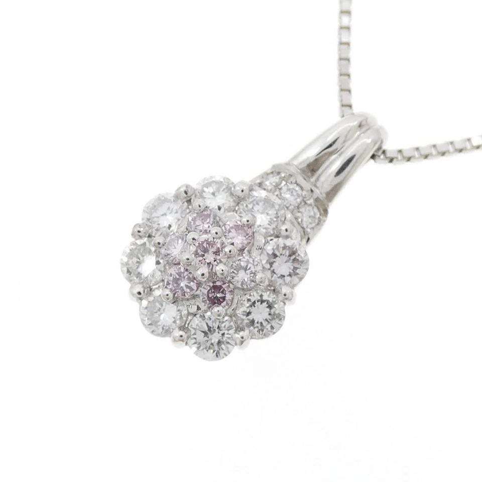 Authentic PT900 PT850 Flower Pink Diamond Necklace 0.12CT  #270-004-099-2614 - Изображение 3 из 4