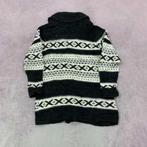 Cardigan vintage lavorato a maglia fantasia astratta maglia grossa donna M - Foto 5 di 5