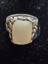 Vintage Sterling Silver Mother Of Pearl Filigree Style Ring Thailand 925