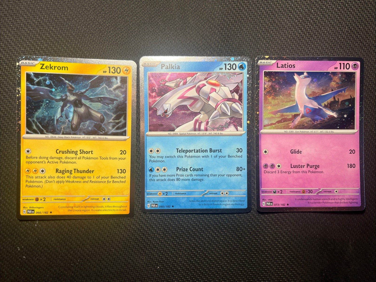 Pokémon 3 Card Cosmos Holo Promo Lot Latios 73/182 Palkia 40/182 Zekrom 66/182