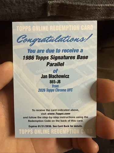 2026 Topps Chrome UFC Jan Blachowicz #86S-JB 1986 Variation Auto Redemption