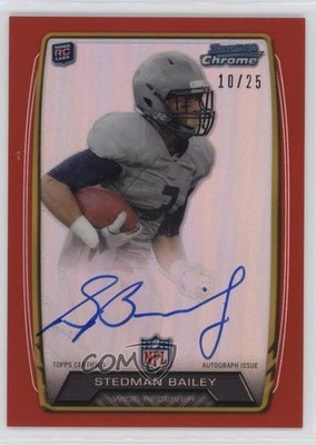 2013 Bowman Rookie Chrome Refractor Red 10/25 Stedman Bailey Auto RC 19n6