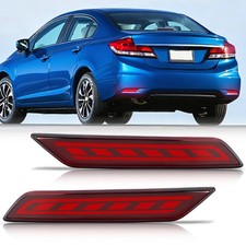 2 PCS For 2013-2015 Honda Civic 4 DR Sedan Rear Lamps LED Rflector Brake Lights