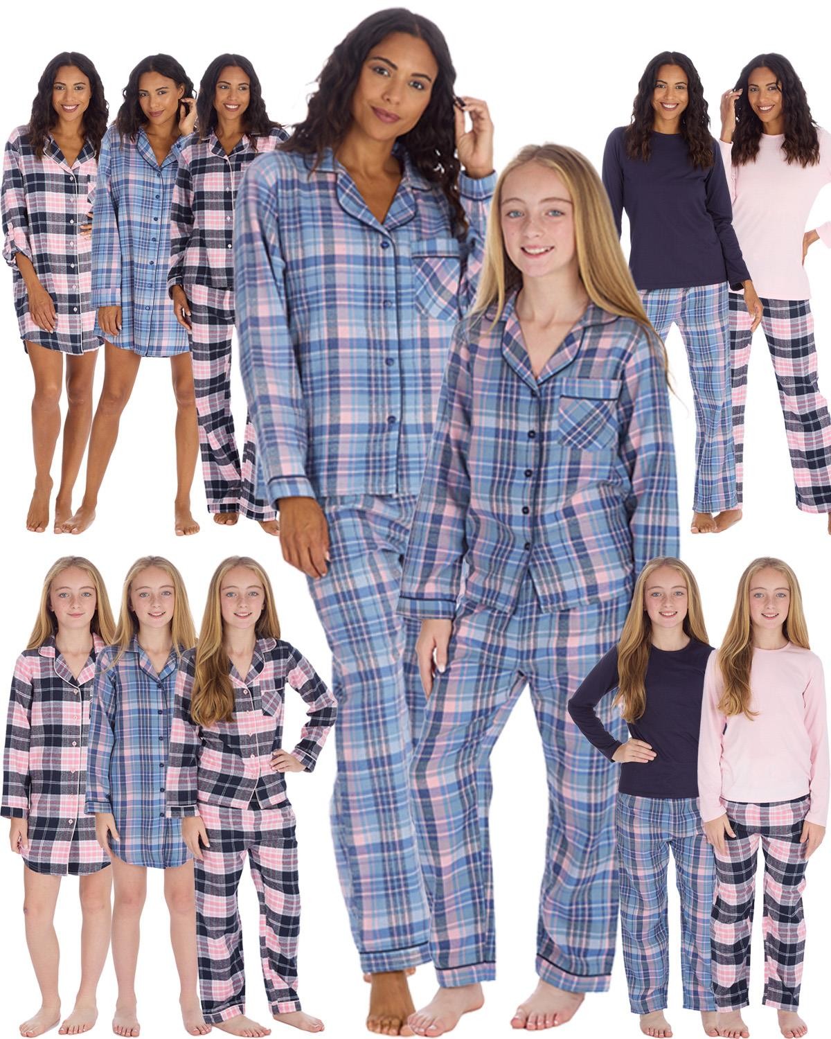 Pijama o camisón a juego para damas y niñas - mezcla de algodón cepillado