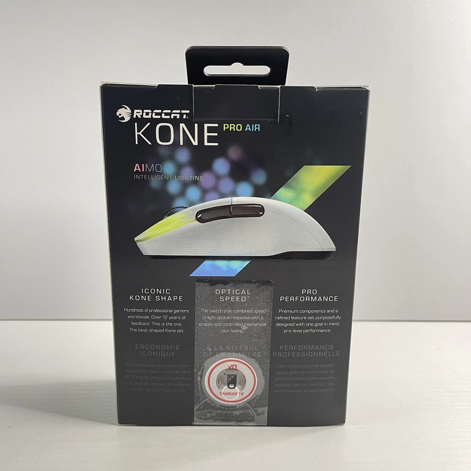 Wireless ROCCAT Kone Pro Air Gaming Mouse – White RGB 19K DPI - NIB - Image 3 of 4