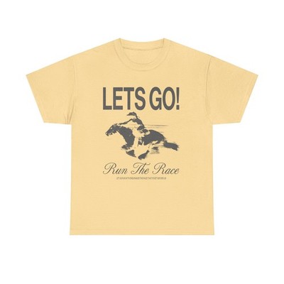 Lets Go Run The Race Graphic T Shirt ADULT NEW