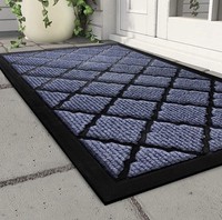 Qingbei Rina Front Door Mats Outdoor 80x120cm,Blue,Large No-slip Backing