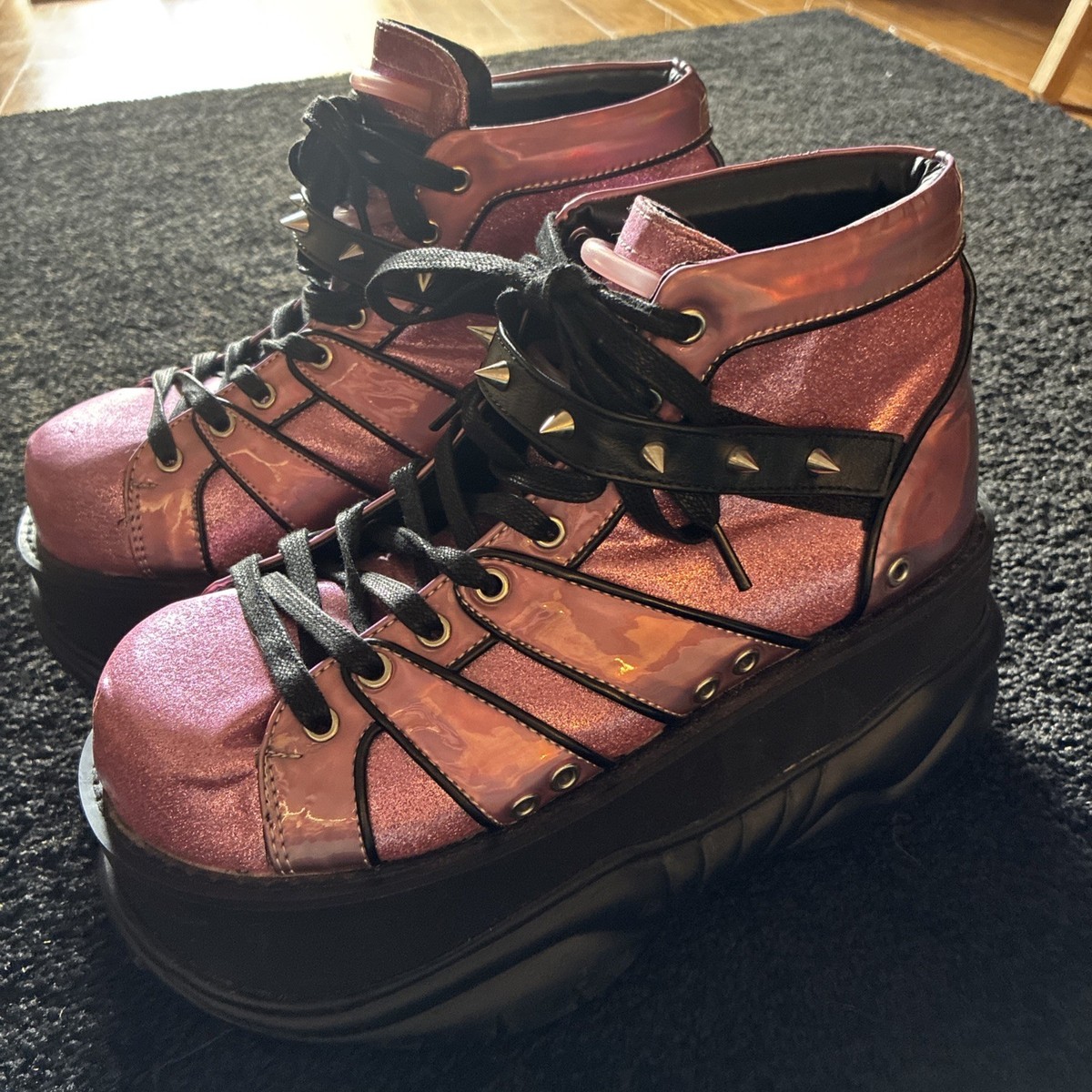 Demonia Neptune 100 Platform Club Boot Women US 8 Cyber Metallic