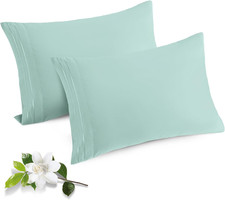 2 Pack Microfiber Pillowcases Standard Size Mint Green Bed Pillow Cases with Env