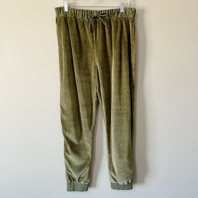 Outerknown Olive Green Velour Ronan Jogger Sweatpants Size Large Drawstring NEW