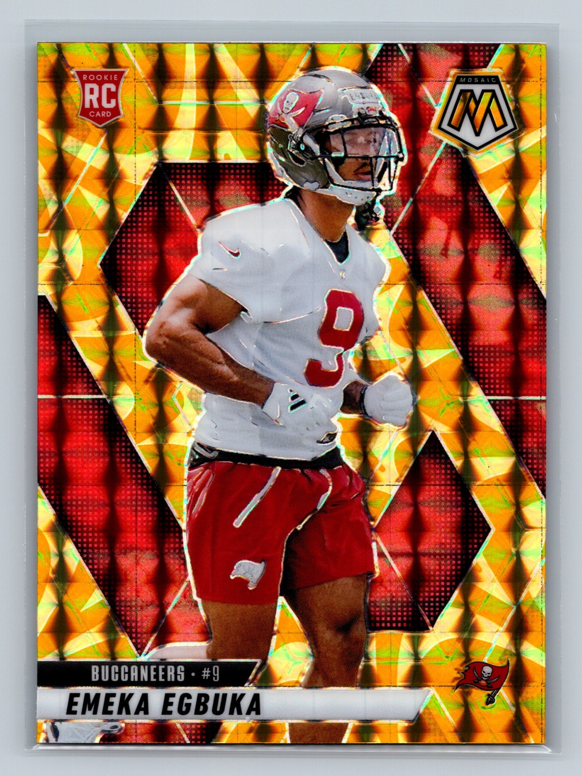 Emeka Egbuka 2025 Panini Mosaic Reactive Yellow Prizm RC #376 Buccaneers