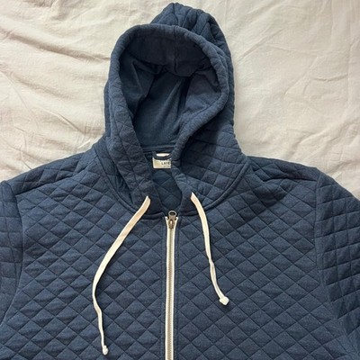 MARINE LAYER Hoodie Mens Size XXL Quilted Zip Up Navy Blue Thick Soft 2XL Warm