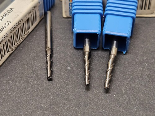 3pc 2° Solid Carbide Tapered End Mill SECO 2mm x10x40 3mm Shank ShanMachinist - Picture 2 of 3