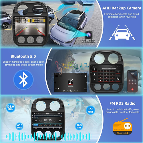 4+64GB Car Stereo Carplay GPS Radio For Jeep Compass/ Patriot 2010-2016 +Camera - 第 5/7 張圖片