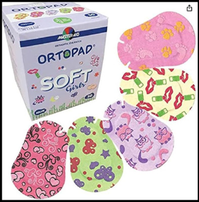 Ortopad  Soft Bamboo Girls Eye Patches, 50/Box (Regular Size, 4+ yrs) Texture...