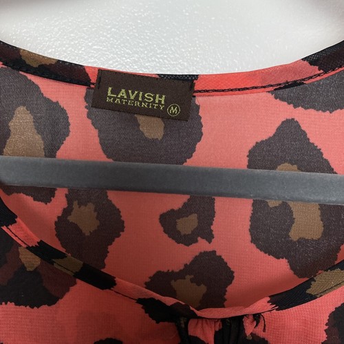 Lavish Maternity Coral Animal Print Women's Flowy Tank Elastic Waist Sz Medium - Picture 3 of 11