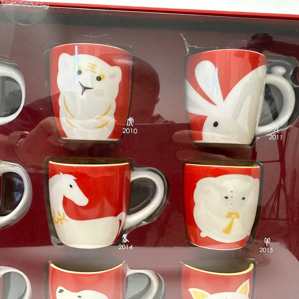 Starbucks Taiwan Zodiaco Rojo Demi Juego de 12 tazas de café Año Nuevo Chino 3 OZ Foto 3 de 4