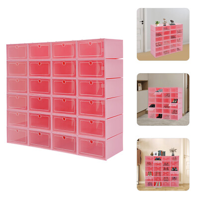 24-Pack Clear Lid Shoe Storage Boxes   Stackable & Space-Saving Solution