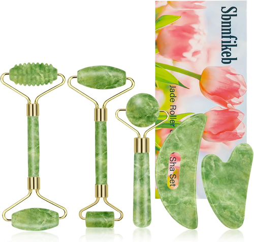 Jade Roller and Gua Sha Set,Gua Sha Facial Tools,Face Roller,Jade Roller for Fac