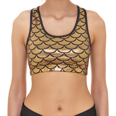 Women Sports Bra Mermaid Fish Scale Prints Fitness Yoga Workout Yoga Tank Top TR