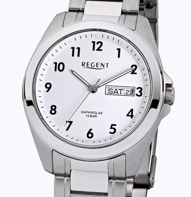 Regent F-524 DAY-DATE STEEL SAPHIRGLAS 38 mm Herrenuhr 10 ATM WR UVP* 89,90 EUR