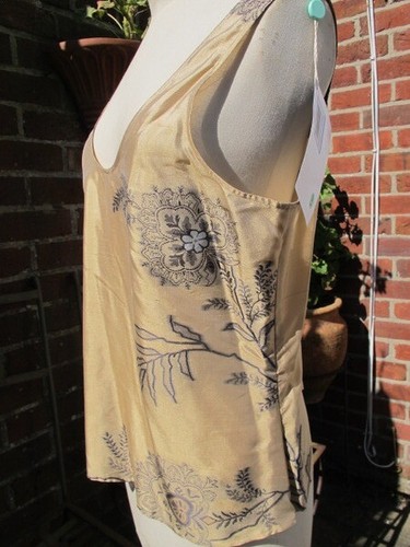 Georgio Armani SILK VEST top bronze with dk gold leafy embroidery IT46 UK14 bnwt - Picture 14 of 14