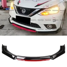 Front Bumper Lip Spoiler Splitter Universal Glossy Black Red For Nissan Maxima