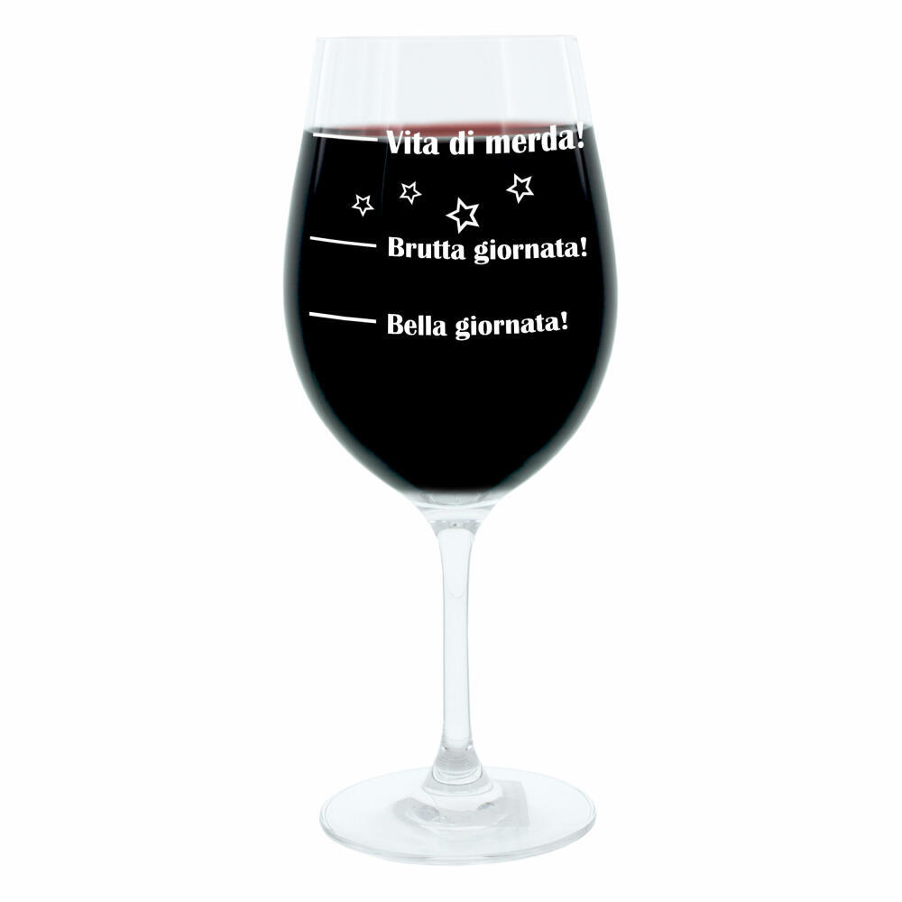 Geschenk Weinglas XL Bella Giornata! Italienisch Leonardo Glas Gravur 610 ml