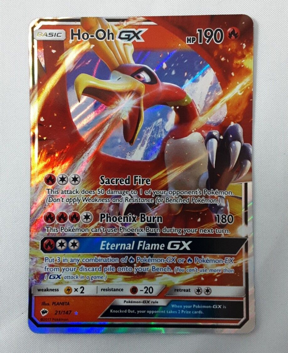 Ho-Oh GX 21/147 Near Mint Ultra Rare Burning Shadows Full Art Pokemon Card  2017