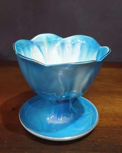 Vintage blue wembley ware lustreware parfait bowl - Picture 5 of 5