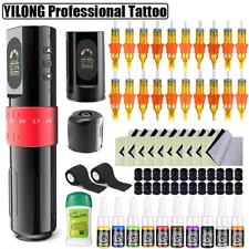 YILONG F8 Tattoo Gun Machine Pen Brushless Motor Adjust Stroke Kit 1500mAh