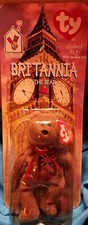 Mcdonalds TY Beanie Baby Britannia The Bear RARE WITH 2 TAG ERRORS NIB